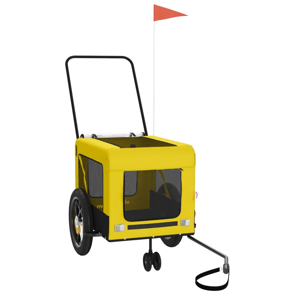 Glamorous Pups : vidaXL Pet Bike Trailer Yellow and Black Oxford fabric, Iron, PVC Durable