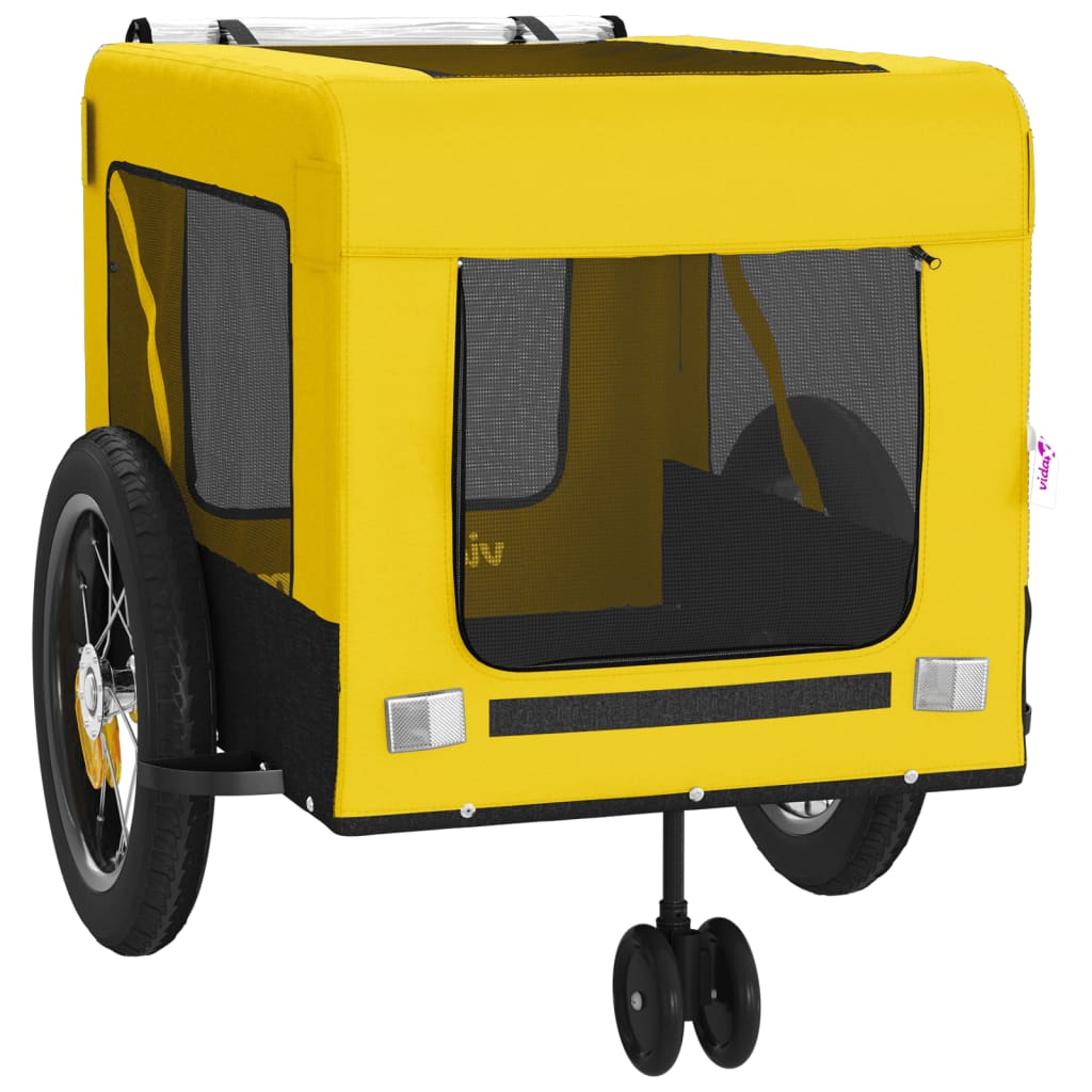 Glamorous Pups : vidaXL Pet Bike Trailer Yellow and Black Oxford fabric, Iron, PVC Durable