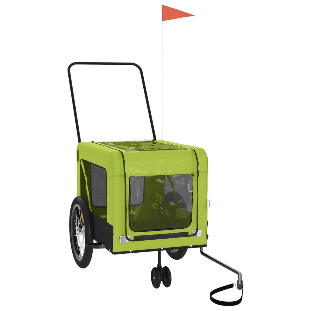 Glamorous Pups : vidaXL Pet Bike Trailer Green and Black Oxford fabric, Iron, PVC Small