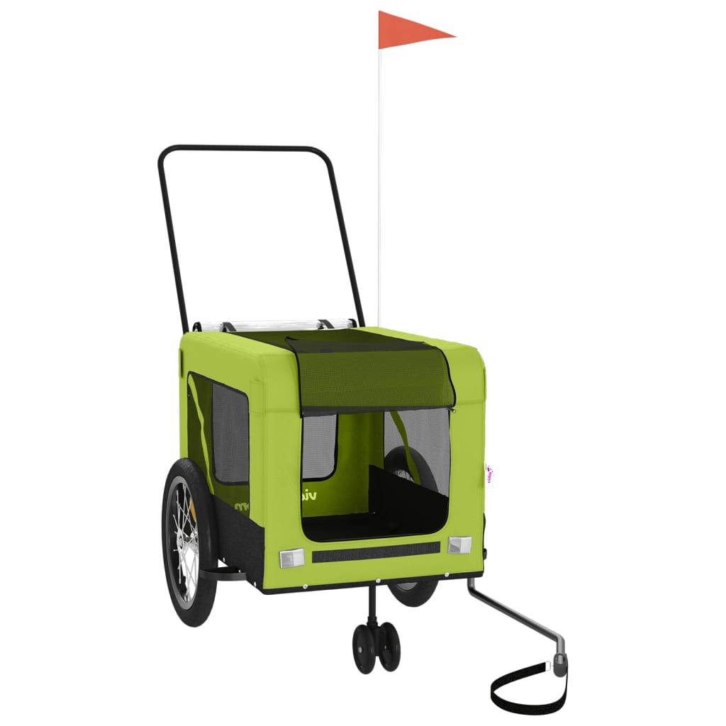 Glamorous Pups : vidaXL Pet Bike Trailer Green and Black Oxford fabric, Iron, PVC Small
