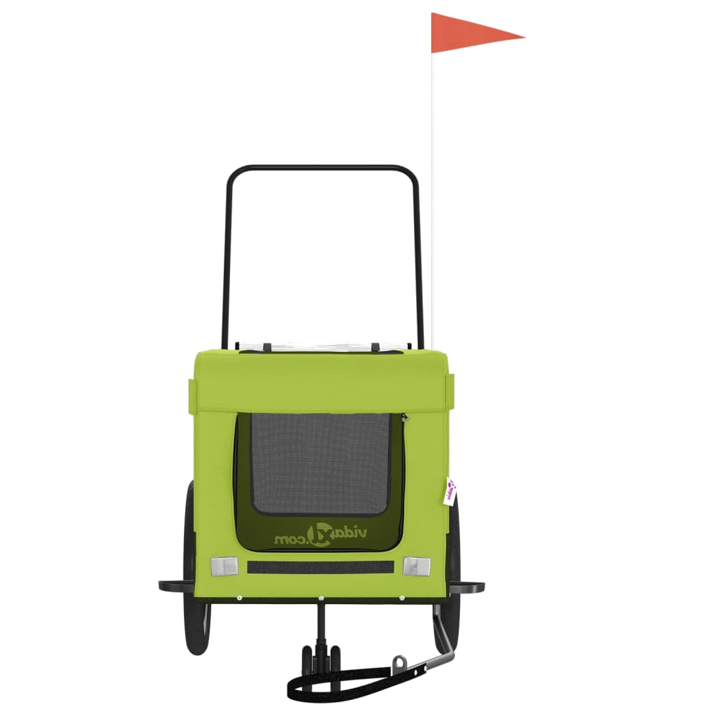 Glamorous Pups : vidaXL Pet Bike Trailer Green and Black Oxford fabric, Iron, PVC Small