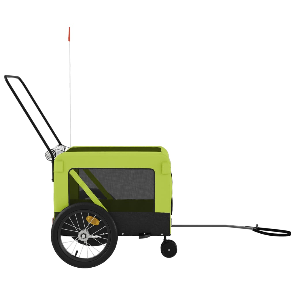 Glamorous Pups : vidaXL Pet Bike Trailer Green and Black Oxford fabric, Iron, PVC Small