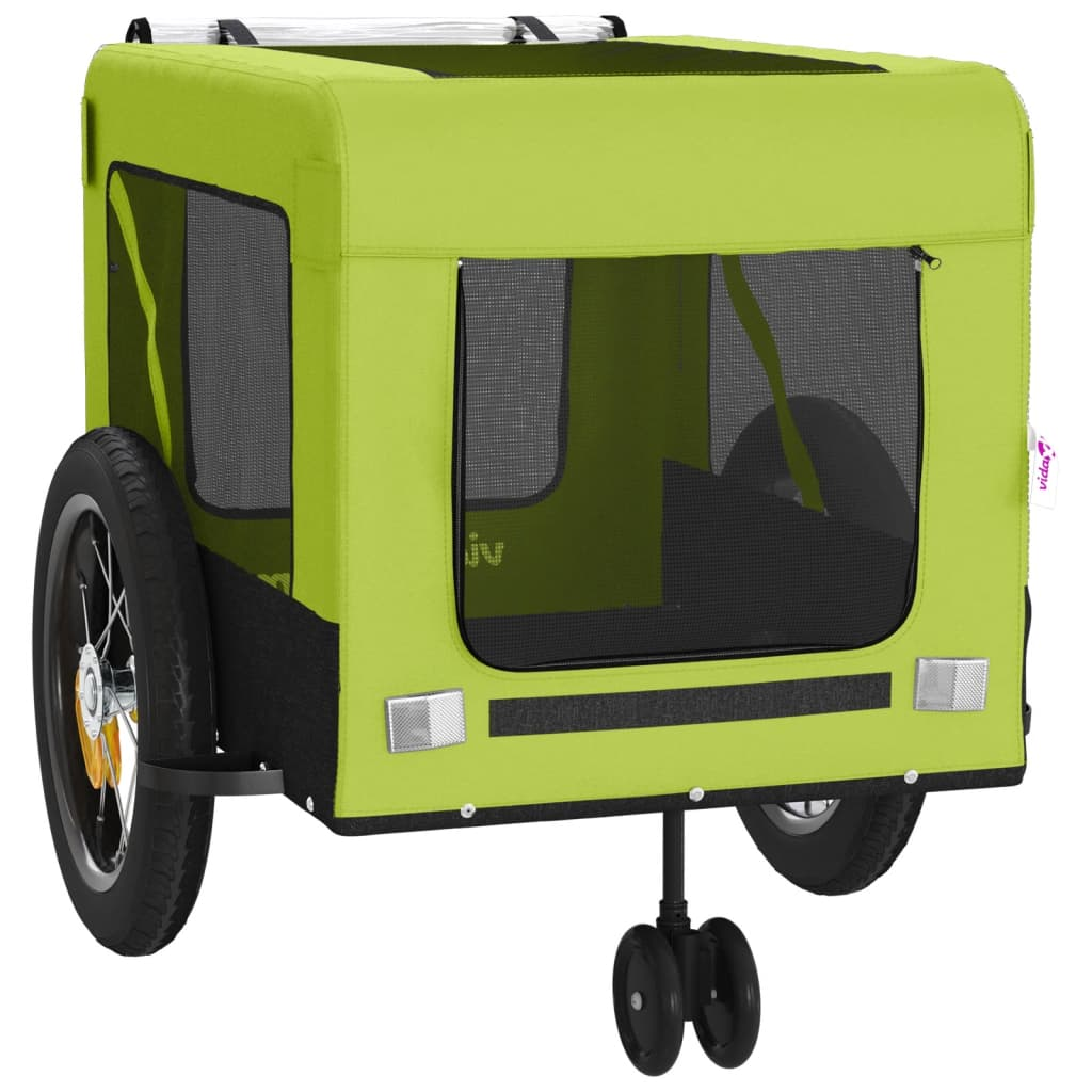 Glamorous Pups : vidaXL Pet Bike Trailer Green and black Oxford fabric, iron, PVC Medium