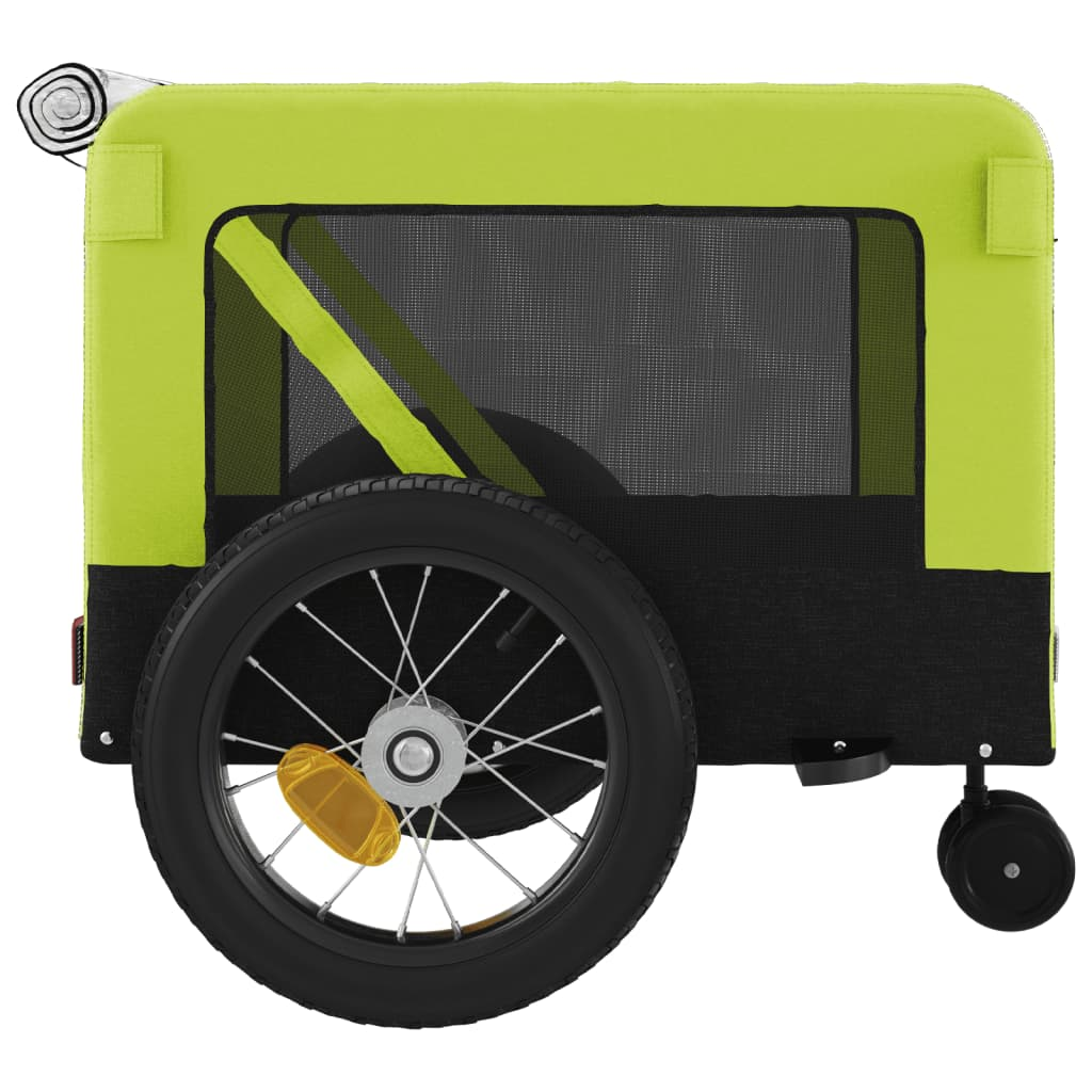 Glamorous Pups : vidaXL Pet Bike Trailer Green and black Oxford fabric, iron, PVC Medium
