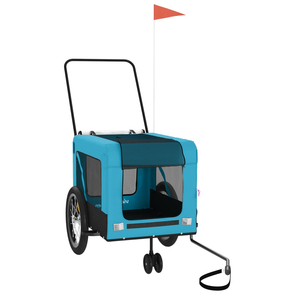 Glamorous Pups : vidaXL Pet Bike Trailer Blue and Black Oxford Fabric, Iron, PVC