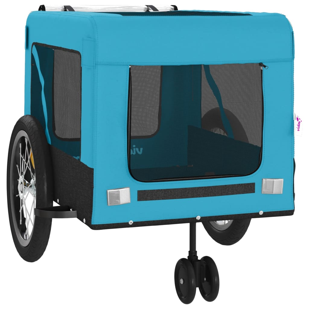Glamorous Pups : vidaXL Pet Bike Trailer Blue and Black Oxford Fabric, Iron, PVC