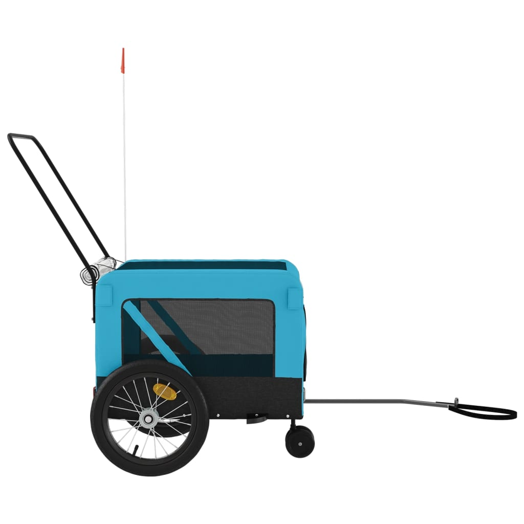 Glamorous Pups : vidaXL Pet Bike Trailer Blue and Black Oxford Fabric, Iron, PVC