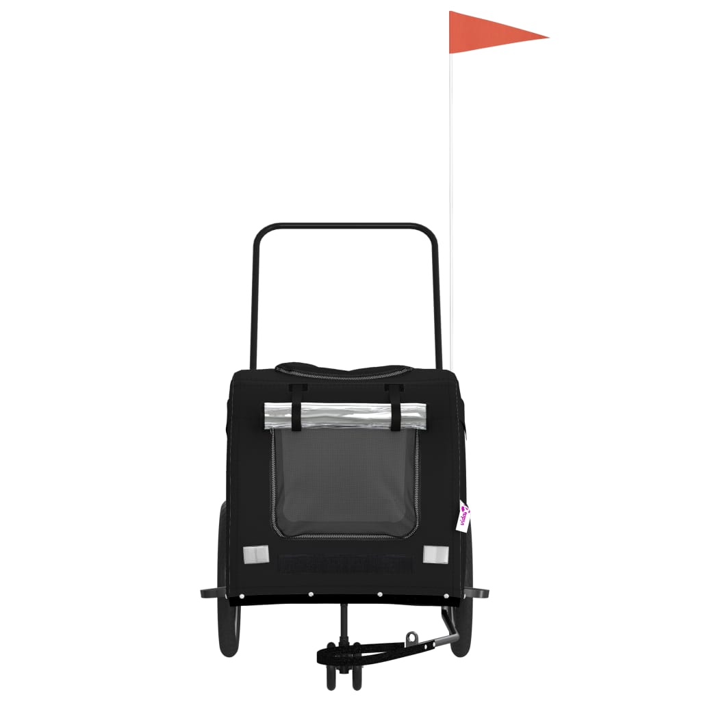 Glamorous Pups : vidaXL Pet Bike Trailer Black Oxford fabric, iron, PVC Small Collapsible