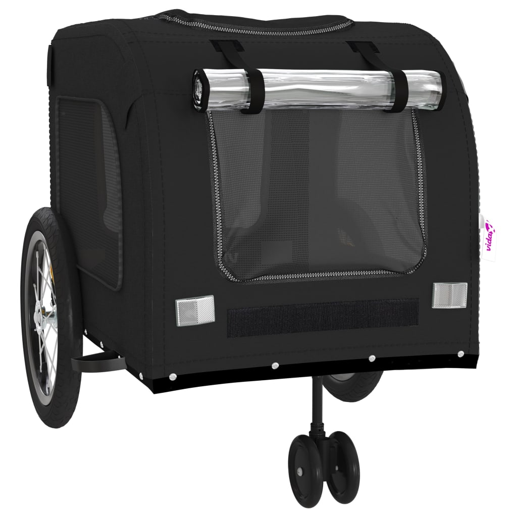 Glamorous Pups : vidaXL Pet Bike Trailer Black Oxford fabric, iron, PVC Small Collapsible