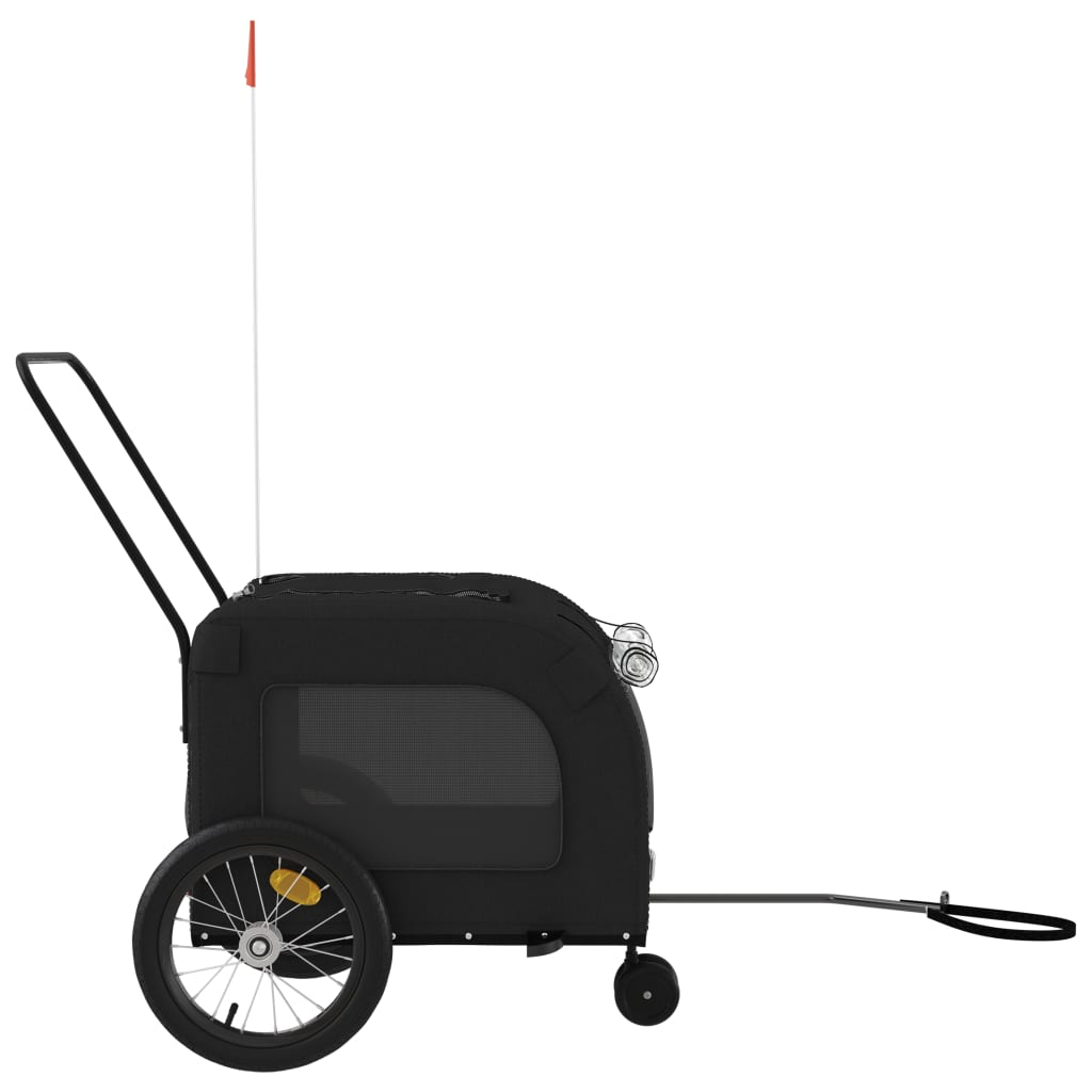 Glamorous Pups : vidaXL Pet Bike Trailer Black Oxford fabric, iron, PVC Small Collapsible