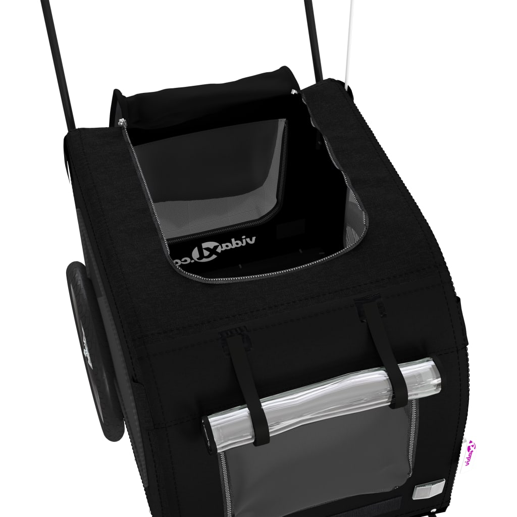 Glamorous Pups : vidaXL Pet Bike Trailer Black Oxford fabric, iron, PVC Small Collapsible