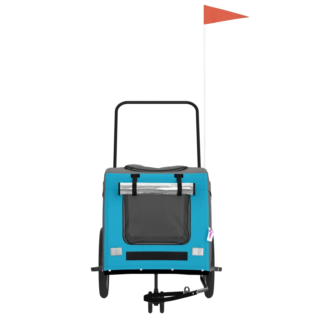 Glamorous Pups : vidaXL Pet Bike Trailer Blue and Grey Oxford fabric, iron, PVC Small