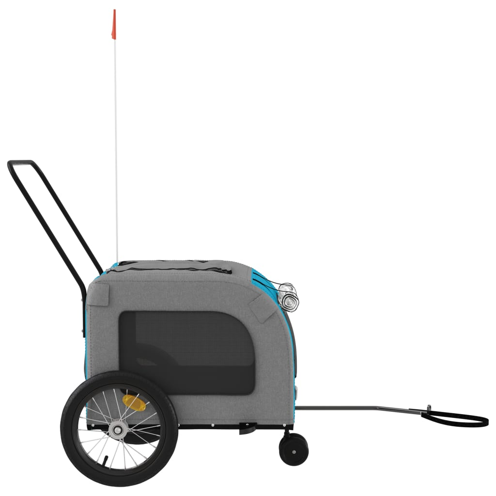 Glamorous Pups : vidaXL Pet Bike Trailer Blue and Grey Oxford fabric, iron, PVC Small