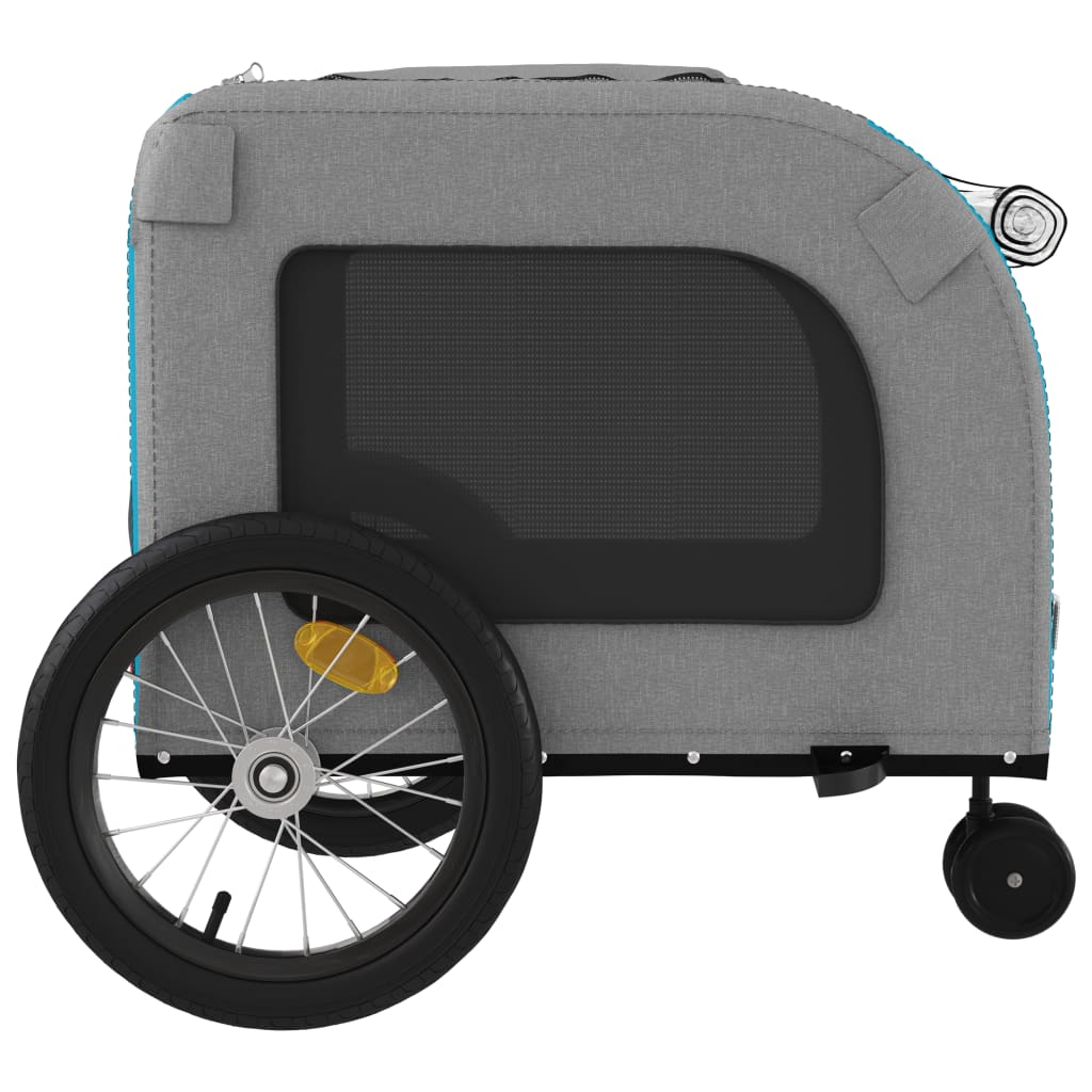 Glamorous Pups : vidaXL Pet Bike Trailer Blue and Grey Oxford fabric, iron, PVC Small