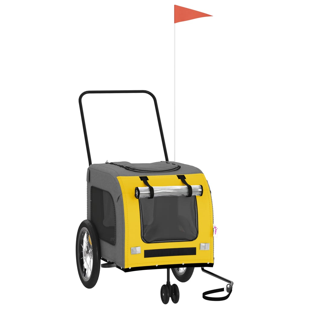 Glamorous Pups : vidaXL Pet Bike Trailer Yellow and Grey Oxford fabric, iron, PVC Medium