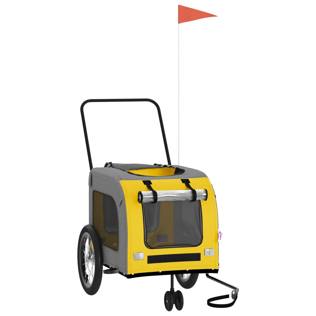 Glamorous Pups : vidaXL Pet Bike Trailer Yellow and Grey Oxford fabric, iron, PVC Medium