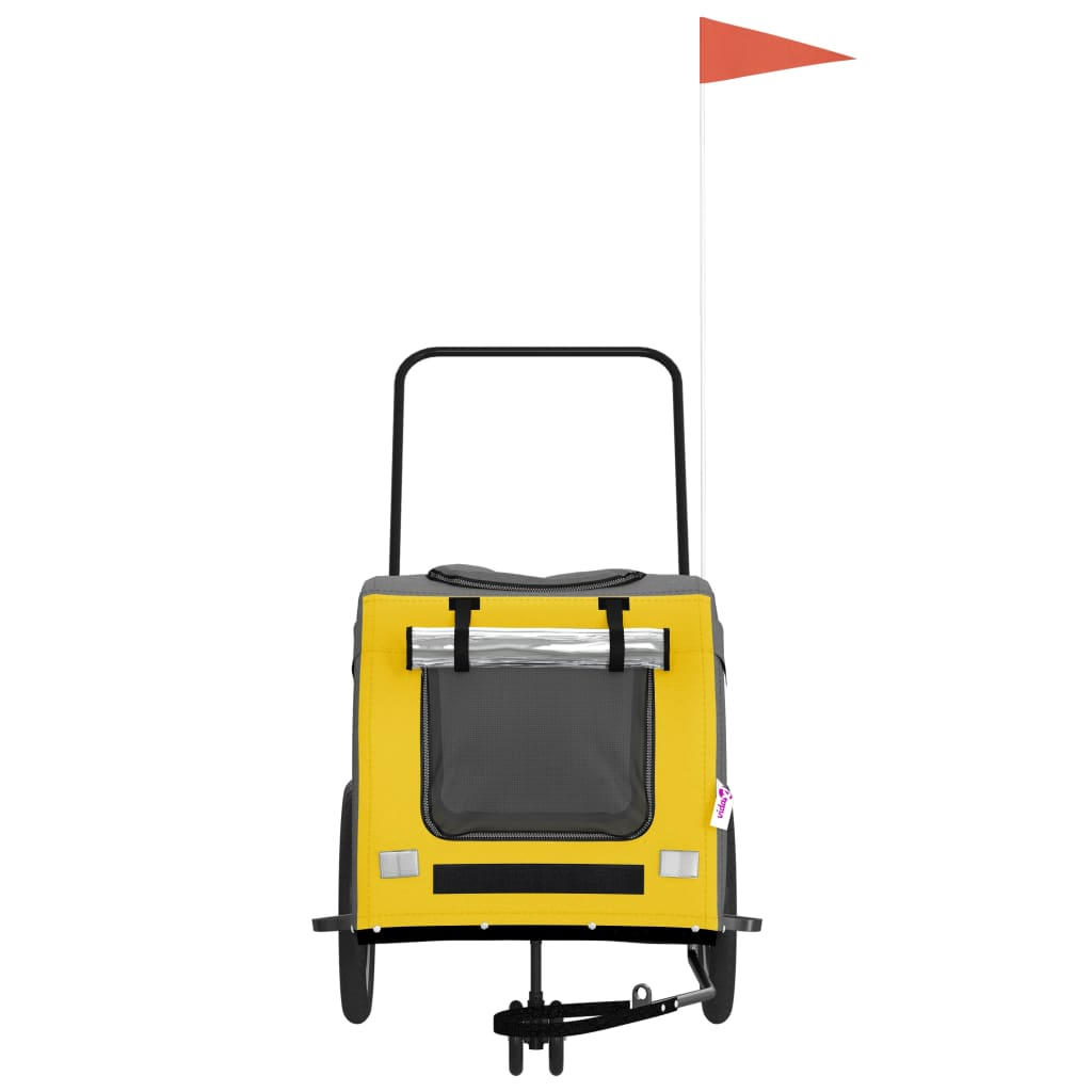 Glamorous Pups : vidaXL Pet Bike Trailer Yellow and Grey Oxford fabric, iron, PVC Medium