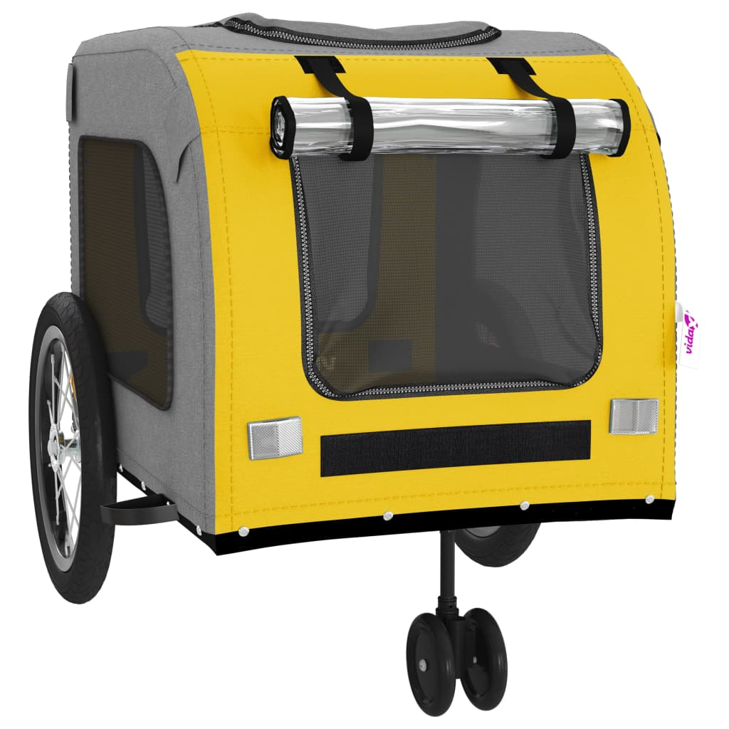 Glamorous Pups : vidaXL Pet Bike Trailer Yellow and Grey Oxford fabric, iron, PVC Medium