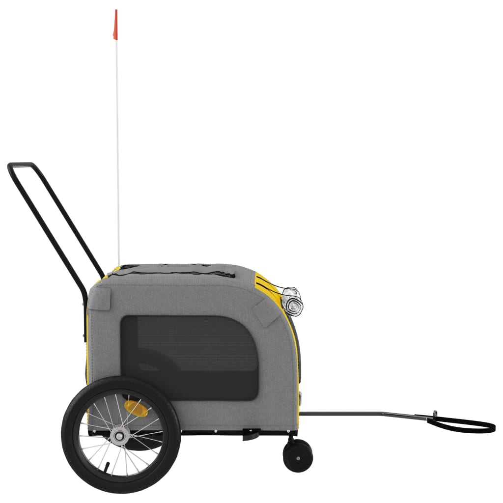Glamorous Pups : vidaXL Pet Bike Trailer Yellow and Grey Oxford fabric, iron, PVC Medium