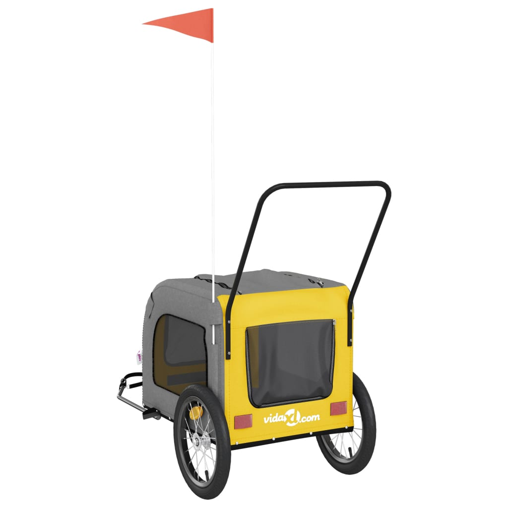 Glamorous Pups : vidaXL Pet Bike Trailer Yellow and Grey Oxford fabric, iron, PVC Medium