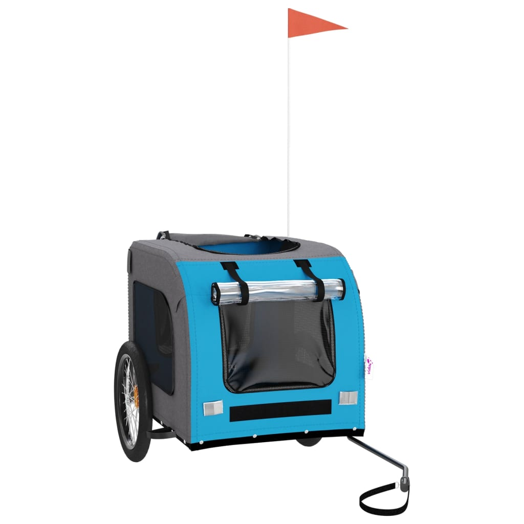 Glamorous Pups : vidaXL Pet Bike Trailer Blue and Grey Oxford Fabric, Iron, PVC Compact