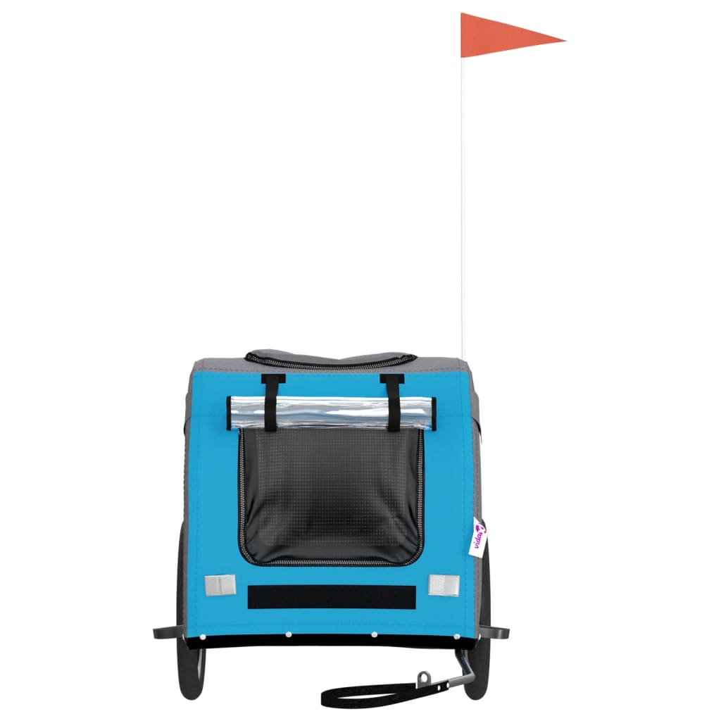 Glamorous Pups : vidaXL Pet Bike Trailer Blue and Grey Oxford Fabric, Iron, PVC Compact