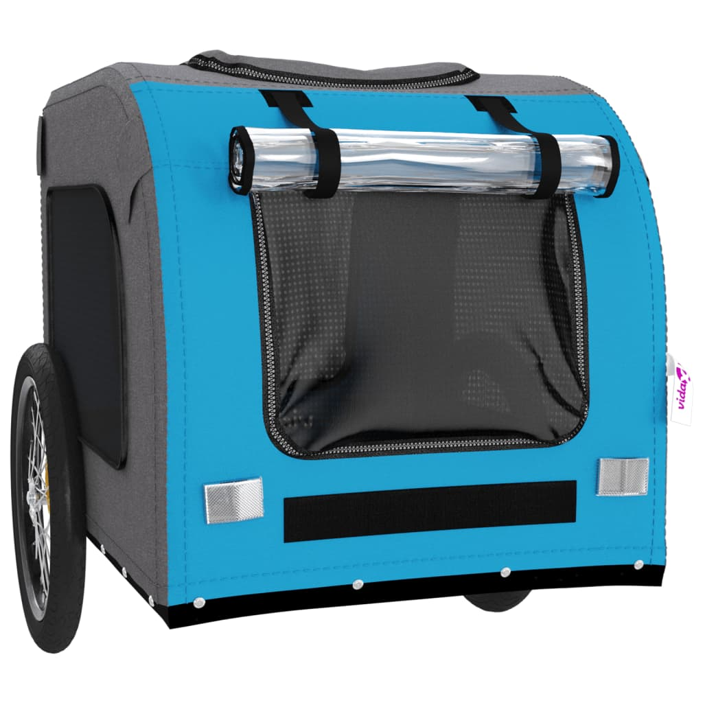 Glamorous Pups : vidaXL Pet Bike Trailer Blue and Grey Oxford Fabric, Iron, PVC Compact