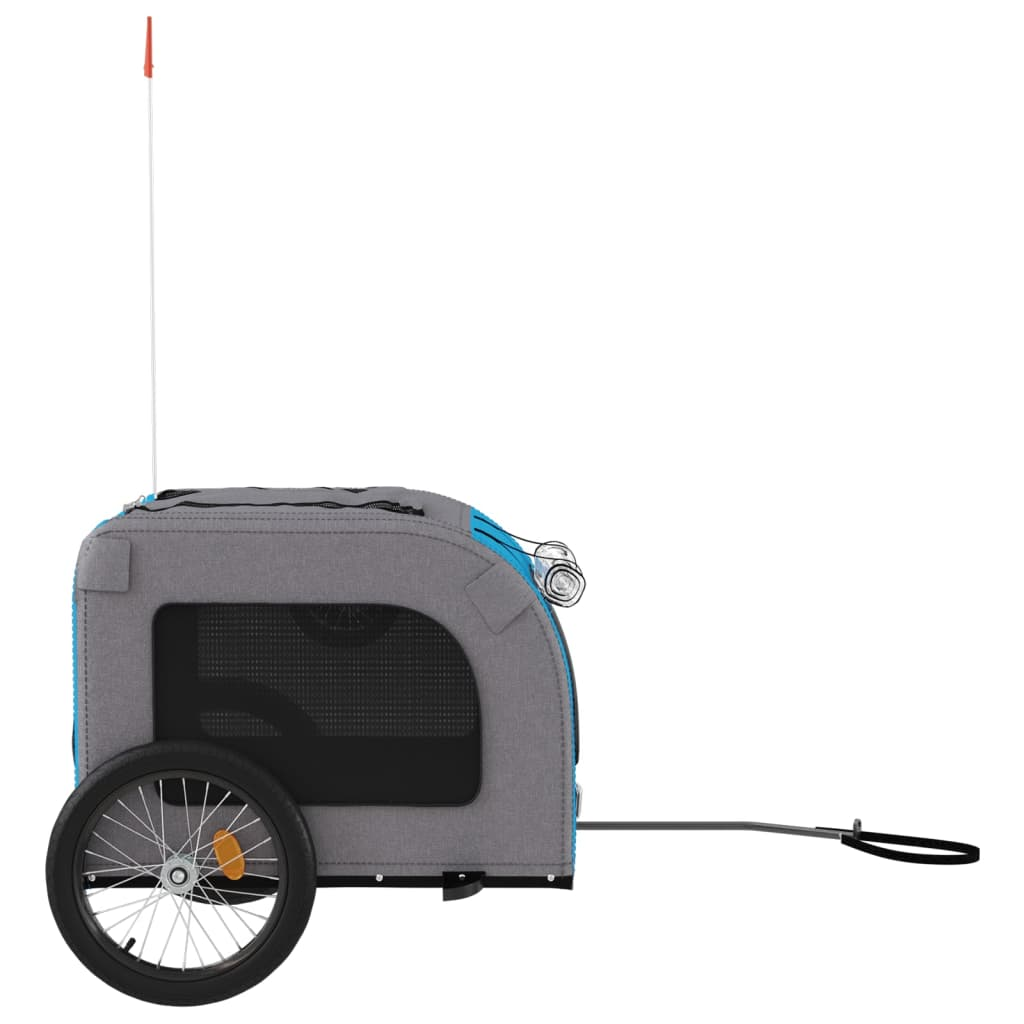 Glamorous Pups : vidaXL Pet Bike Trailer Blue and Grey Oxford Fabric, Iron, PVC Compact