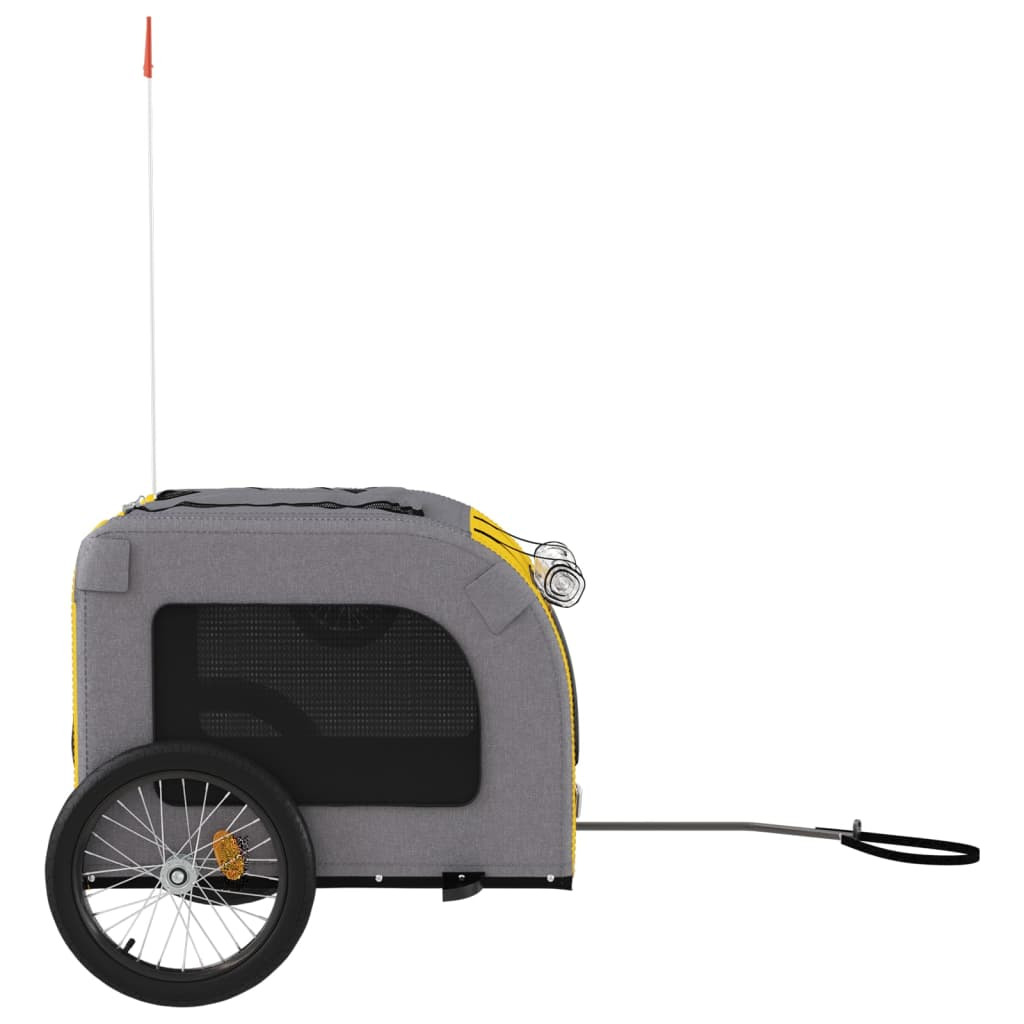 Glamorous Pups : vidaXL Pet Bike Trailer Yellow and grey Oxford fabric, iron, PVC Compact