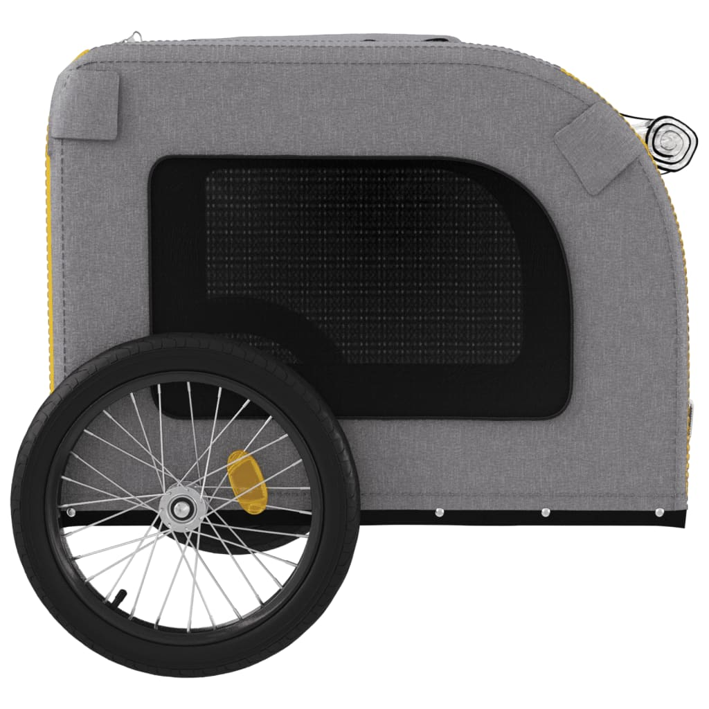Glamorous Pups : vidaXL Pet Bike Trailer Yellow and grey Oxford fabric, iron, PVC Compact