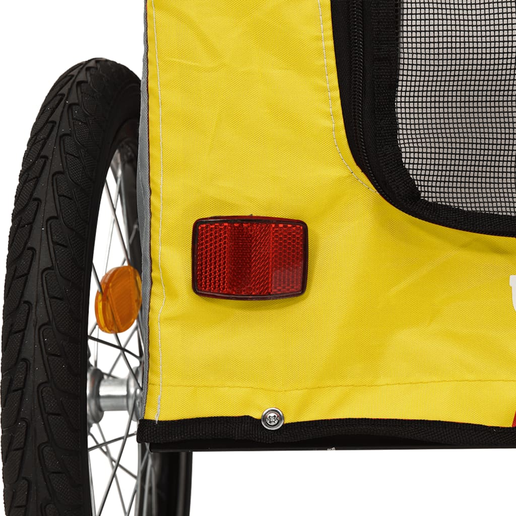 Glamorous Pups : vidaXL Pet Bike Trailer Yellow and grey Oxford fabric, iron, PVC Compact