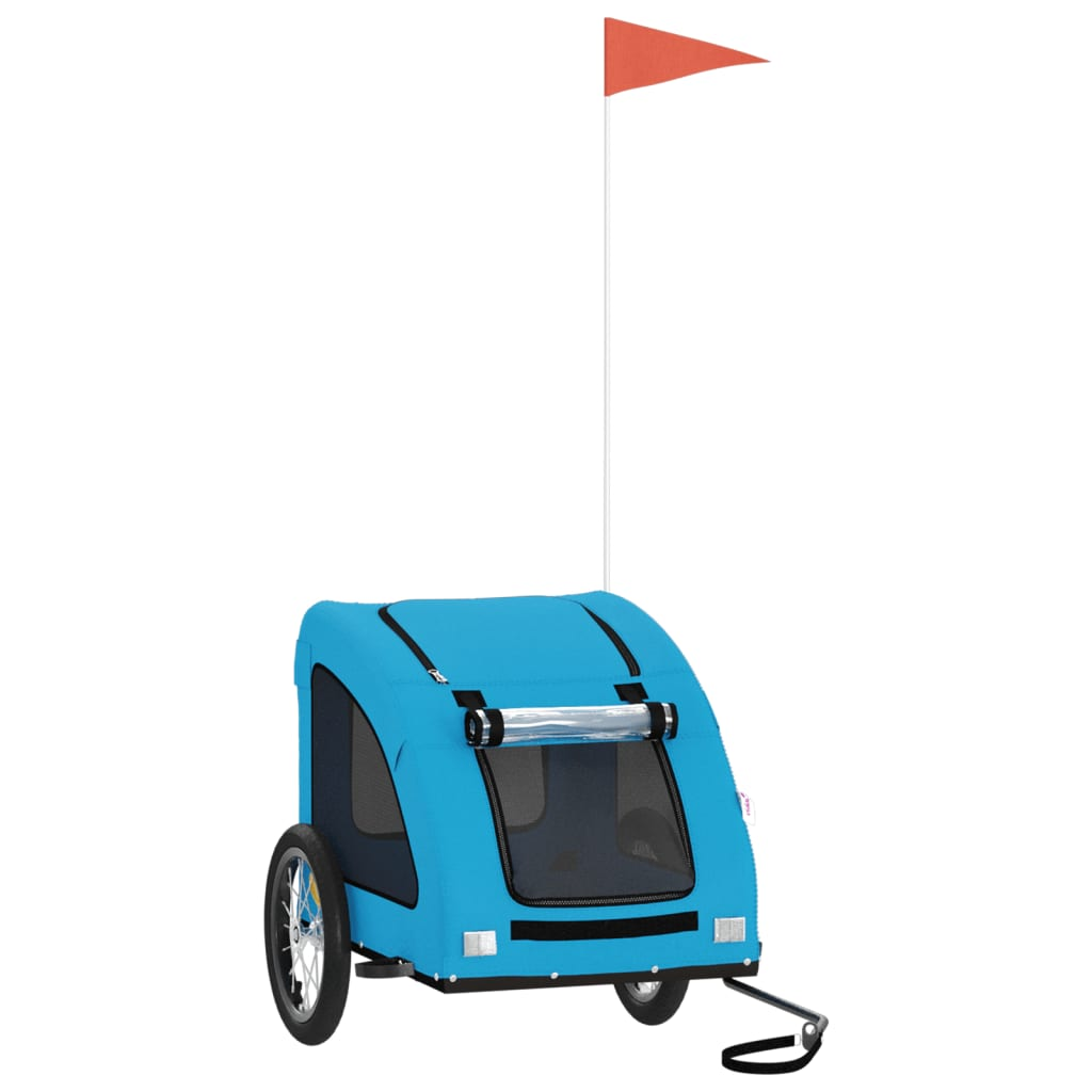 Glamorous Pups : vidaXL Pet Bike Trailer Blue Oxford Fabric, Iron, PVC Small Durable