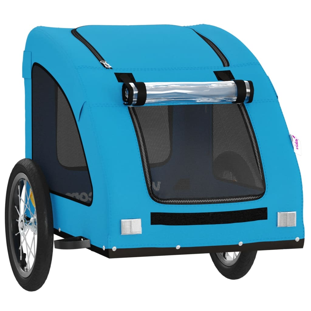 Glamorous Pups : vidaXL Pet Bike Trailer Blue Oxford Fabric, Iron, PVC Small Durable