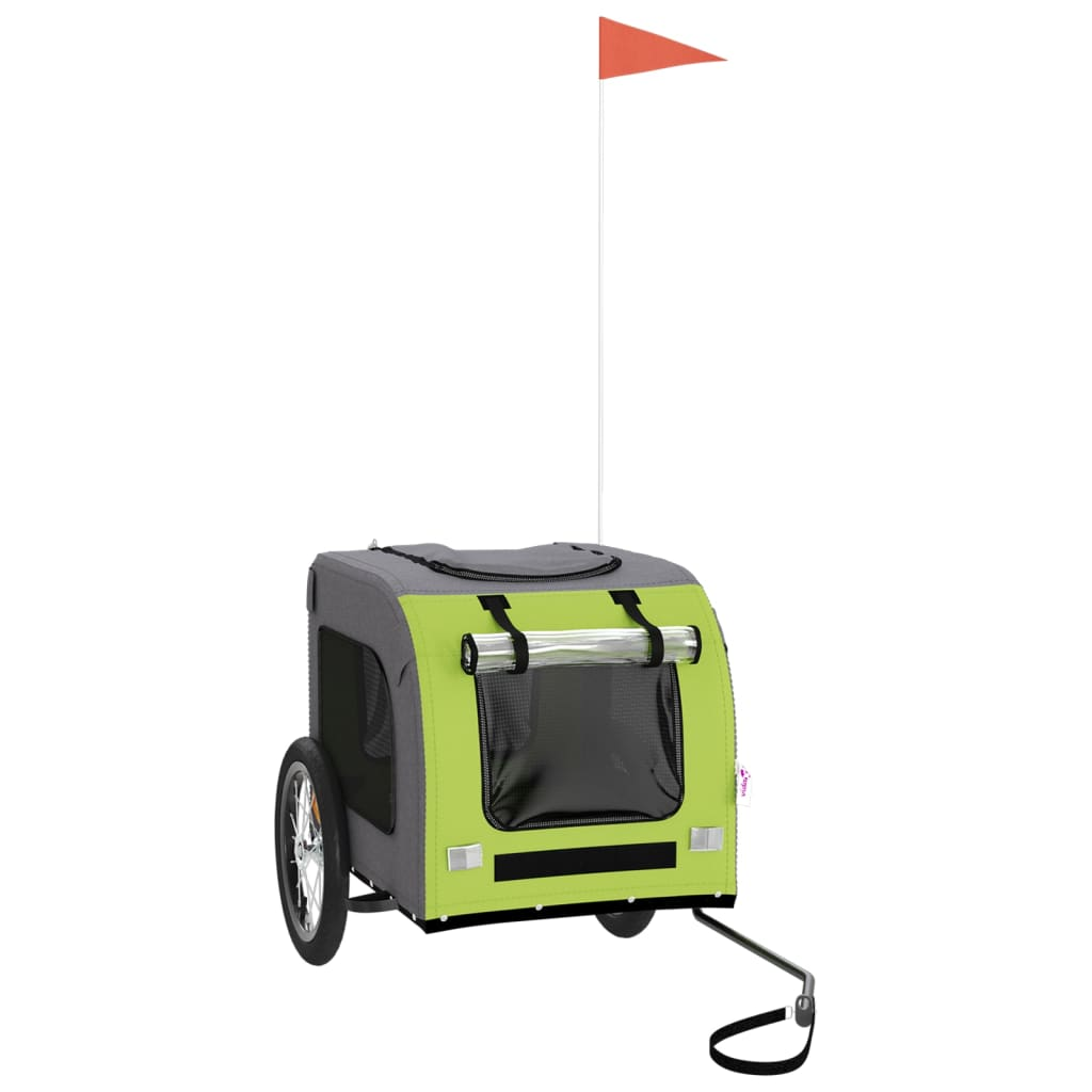Glamorous Pups : vidaXL Pet Bike Trailer Green and grey Oxford fabric, iron Durable