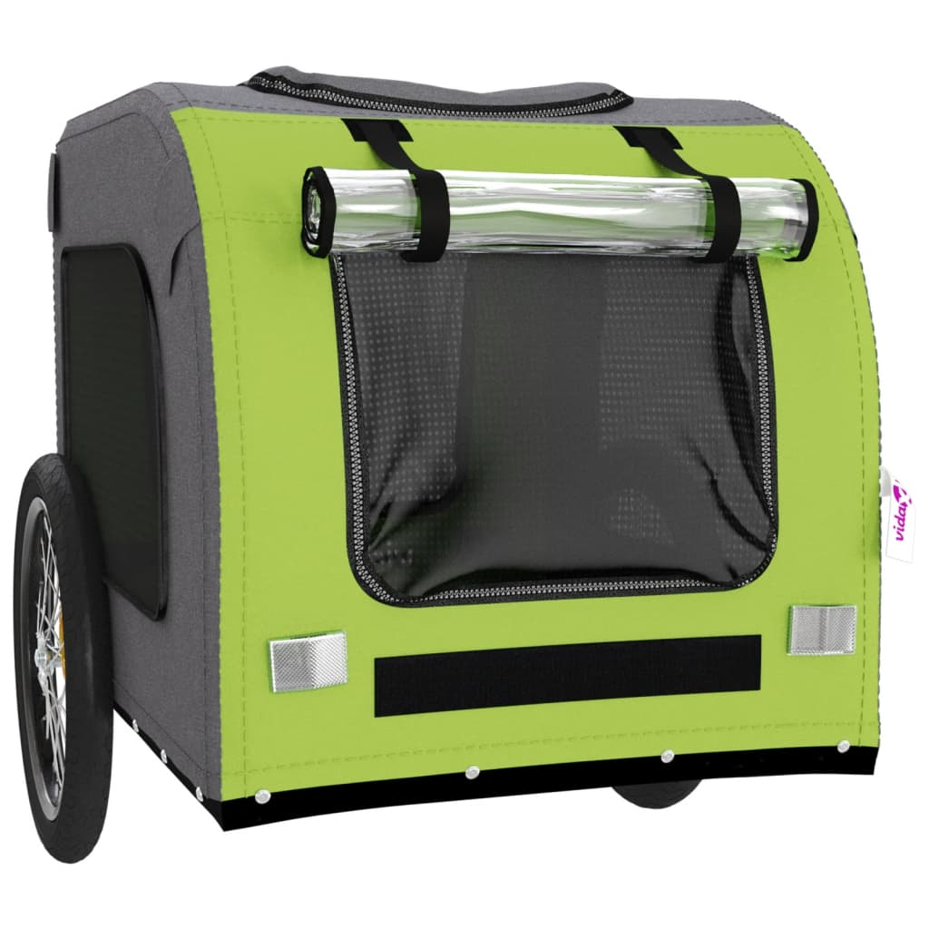 Glamorous Pups : vidaXL Pet Bike Trailer Green and grey Oxford fabric, iron Durable