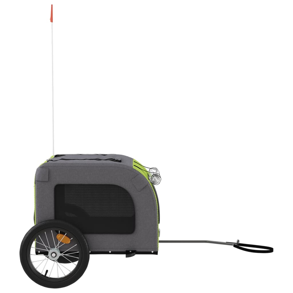 Glamorous Pups : vidaXL Pet Bike Trailer Green and grey Oxford fabric, iron Durable