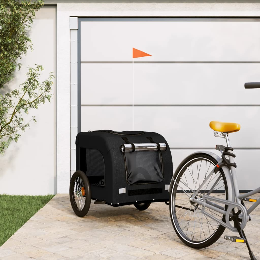 Glamorous Pups : vidaXL Pet Bike Trailer Black Oxford Fabric, Iron Compact Durable
