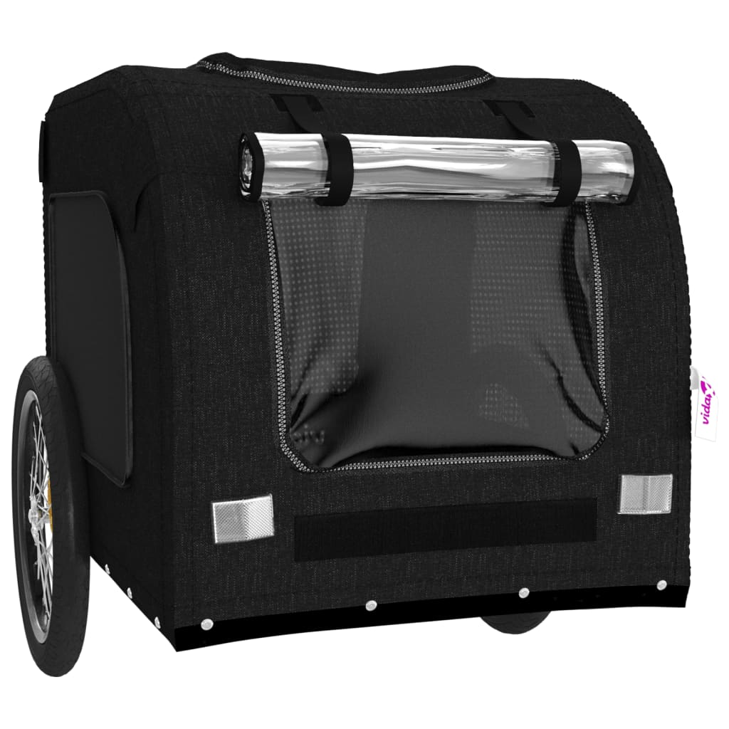 Glamorous Pups : vidaXL Pet Bike Trailer Black Oxford Fabric, Iron Compact Durable