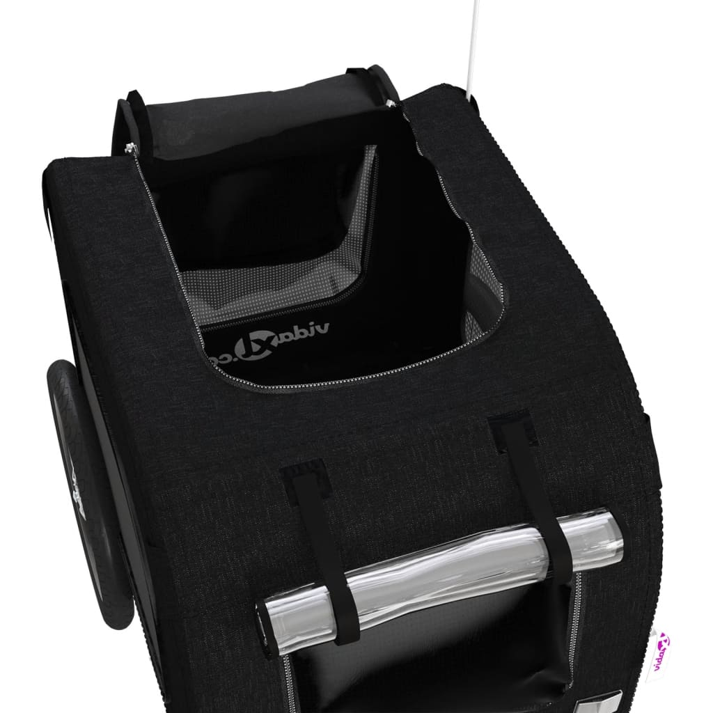 Glamorous Pups : vidaXL Pet Bike Trailer Black Oxford Fabric, Iron Compact Durable