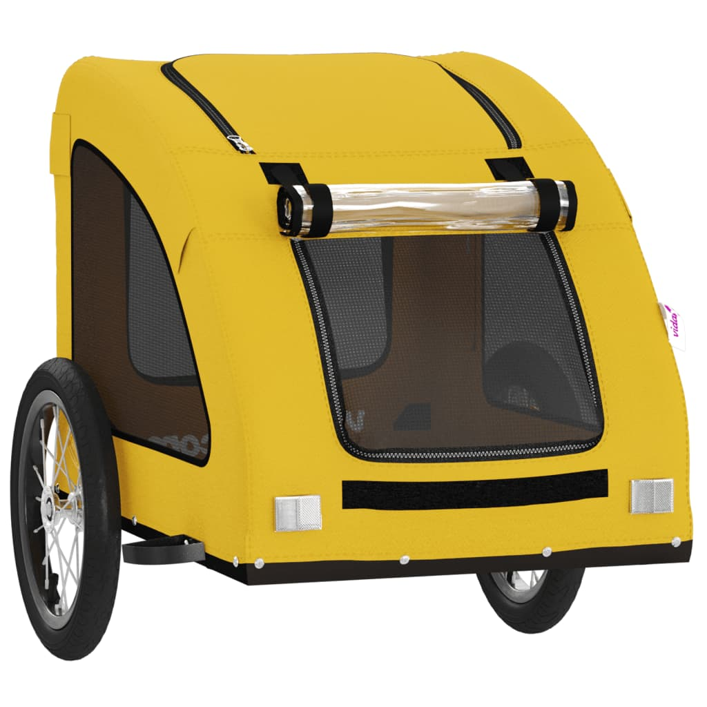 Glamorous Pups : vidaXL Pet Bike Trailer Yellow and black Oxford fabric, iron