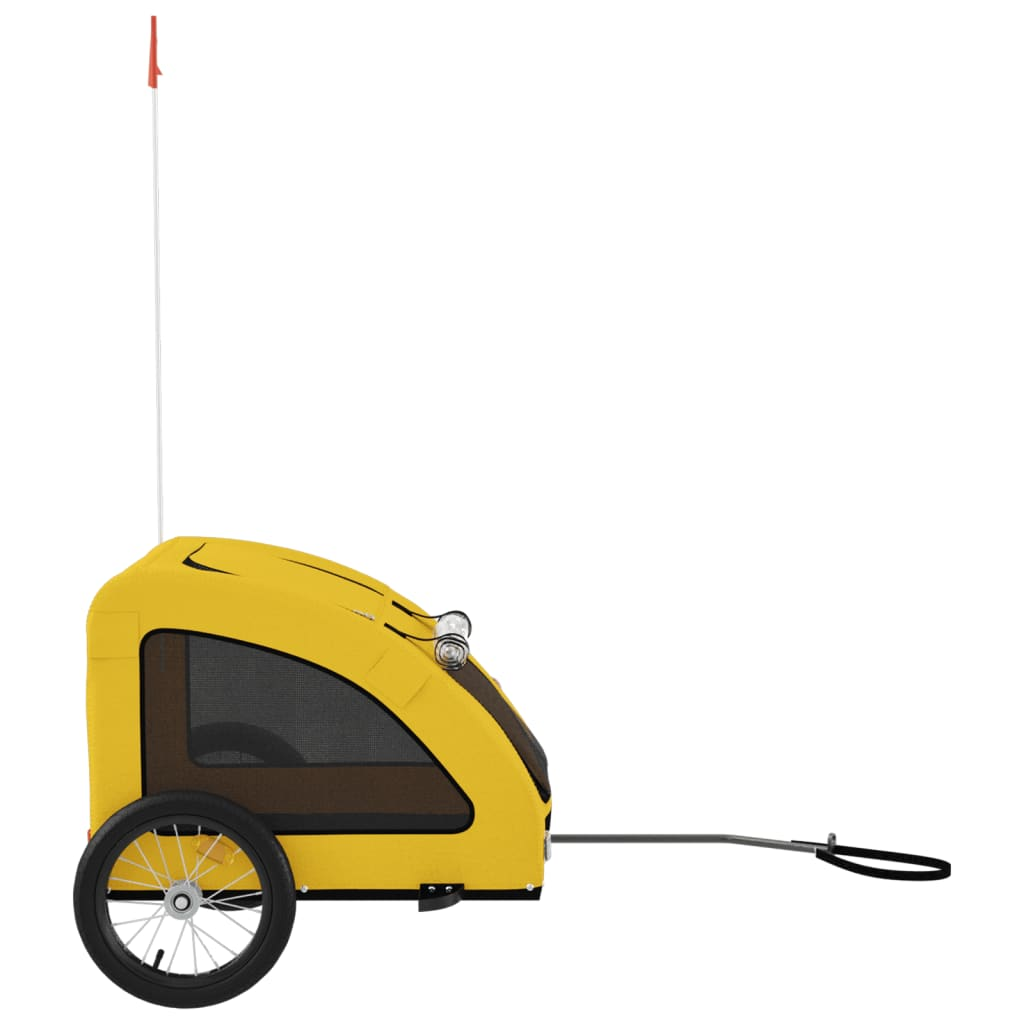 Glamorous Pups : vidaXL Pet Bike Trailer Yellow and black Oxford fabric, iron