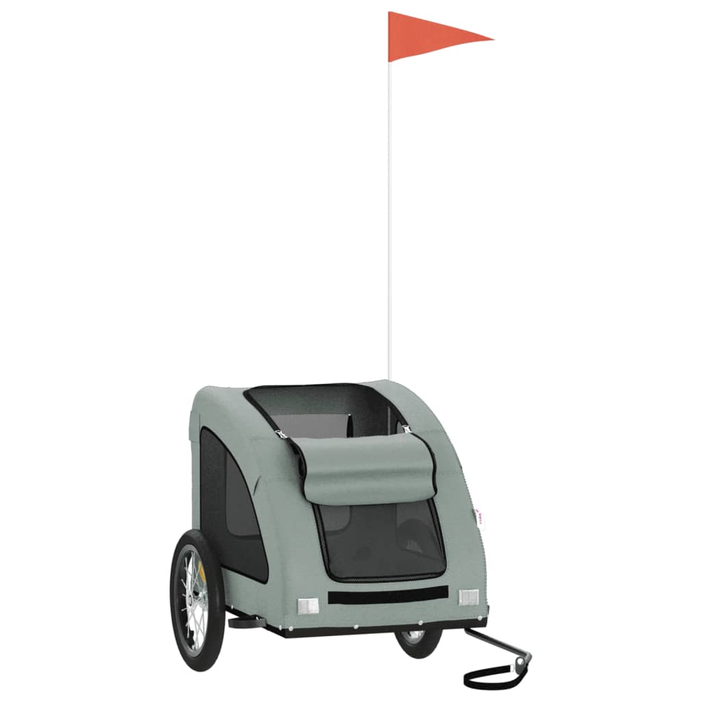 Glamorous Pups : vidaXL Pet Bike Trailer Grey Oxford Fabric, Iron, PVC Medium Collapsible