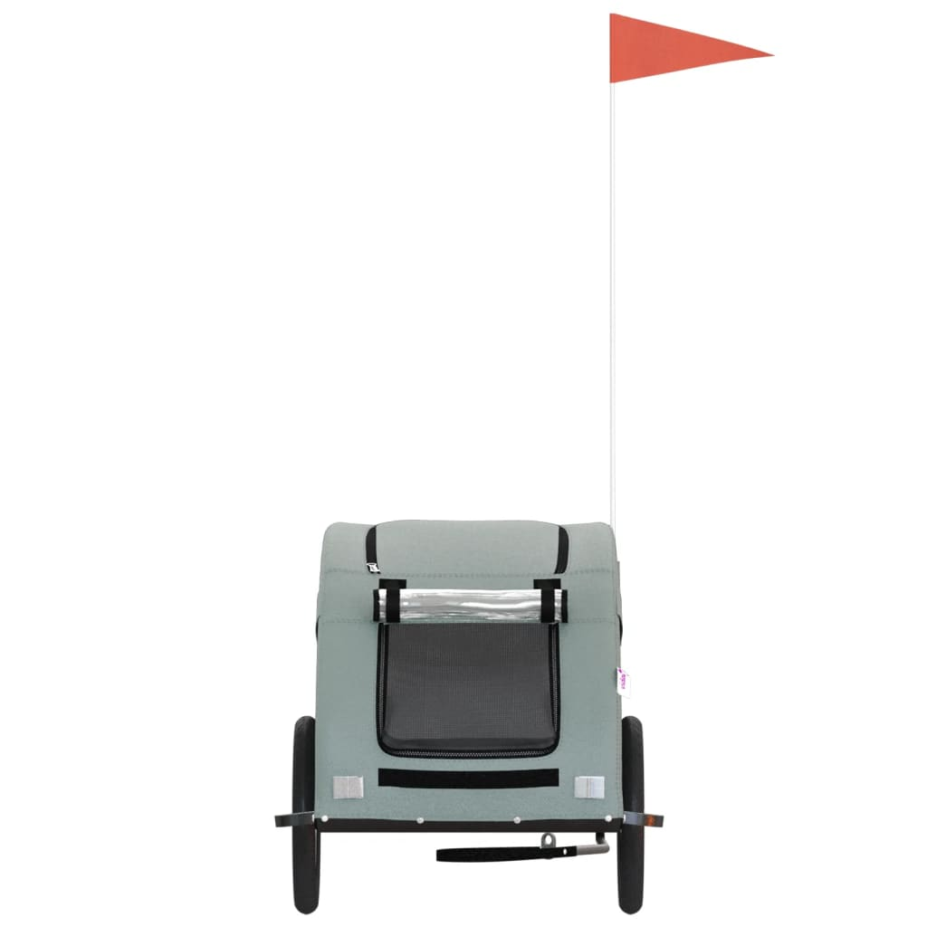 Glamorous Pups : vidaXL Pet Bike Trailer Grey Oxford Fabric, Iron, PVC Medium Collapsible