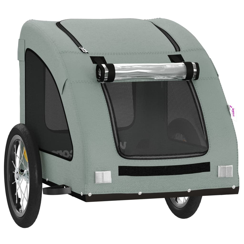 Glamorous Pups : vidaXL Pet Bike Trailer Grey Oxford Fabric, Iron, PVC Medium Collapsible