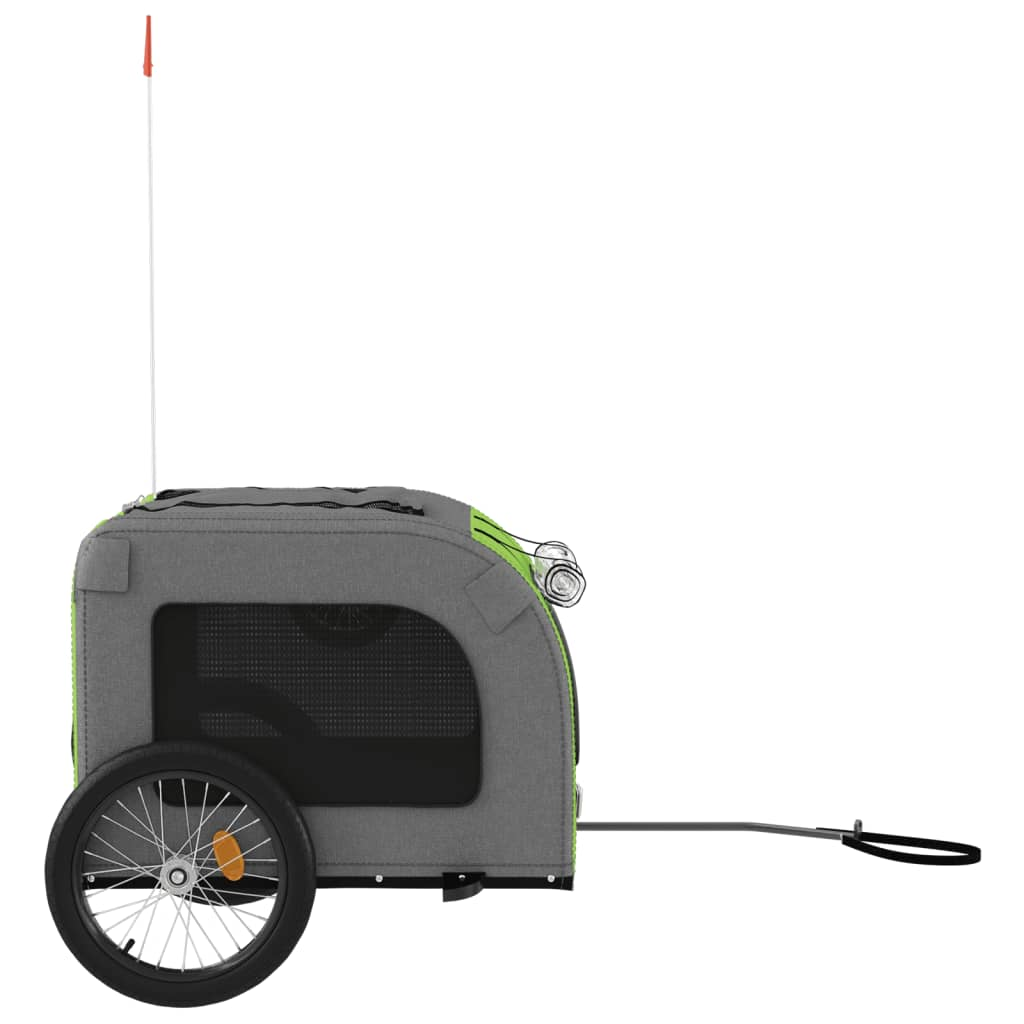 Glamorous Pups : vidaXL Pet Bike Trailer Green and Grey Oxford Fabric, Iron, PVC Small
