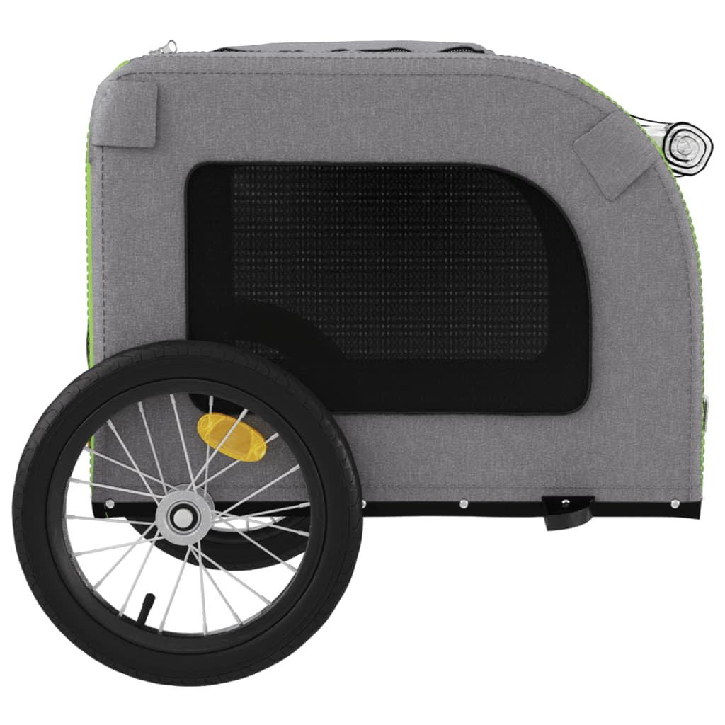 Glamorous Pups : vidaXL Pet Bike Trailer Green and Grey Oxford Fabric, Iron, PVC Small