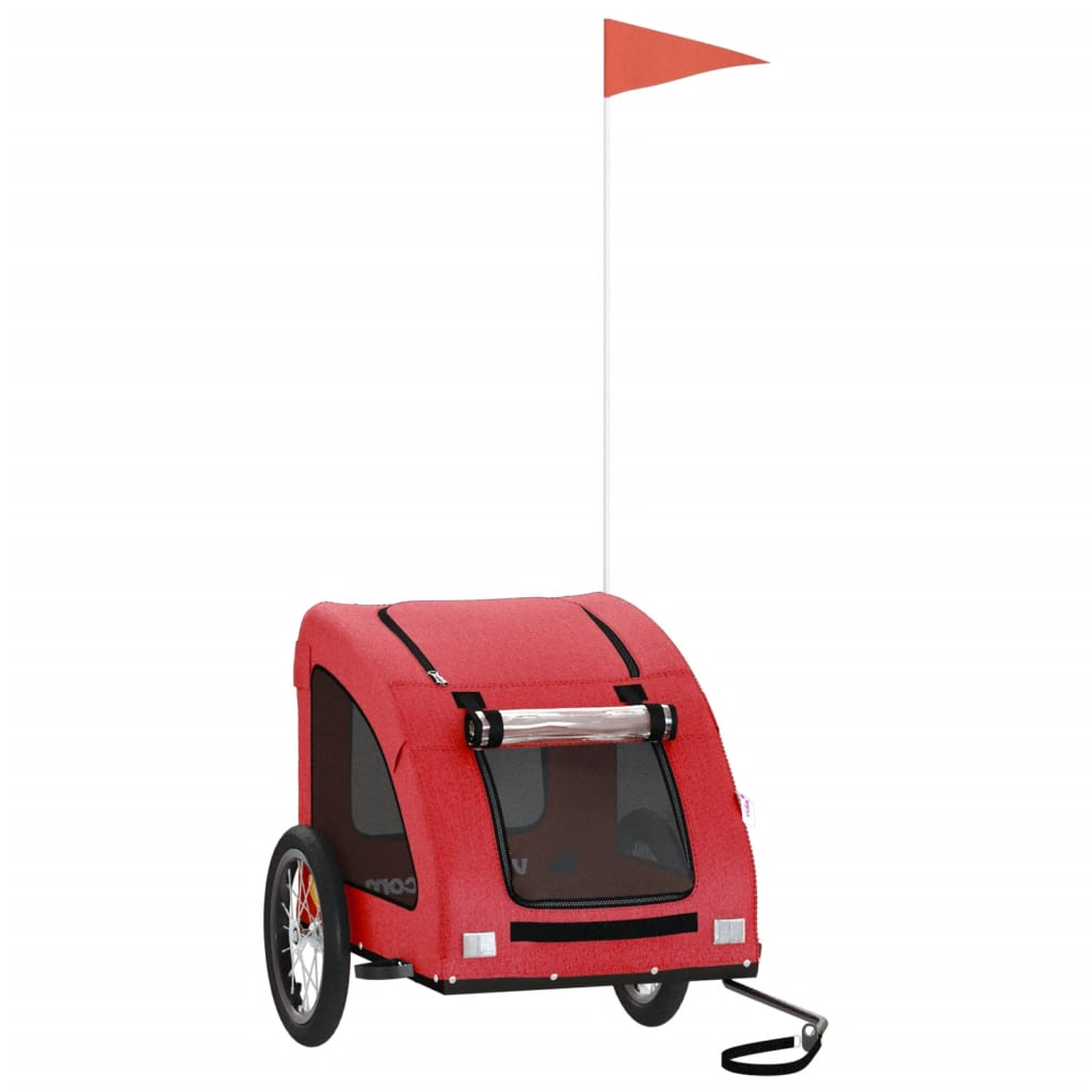Glamorous Pups : vidaXL Pet Bike Trailer Red Oxford Fabric, Iron, PVC Small Collapsible