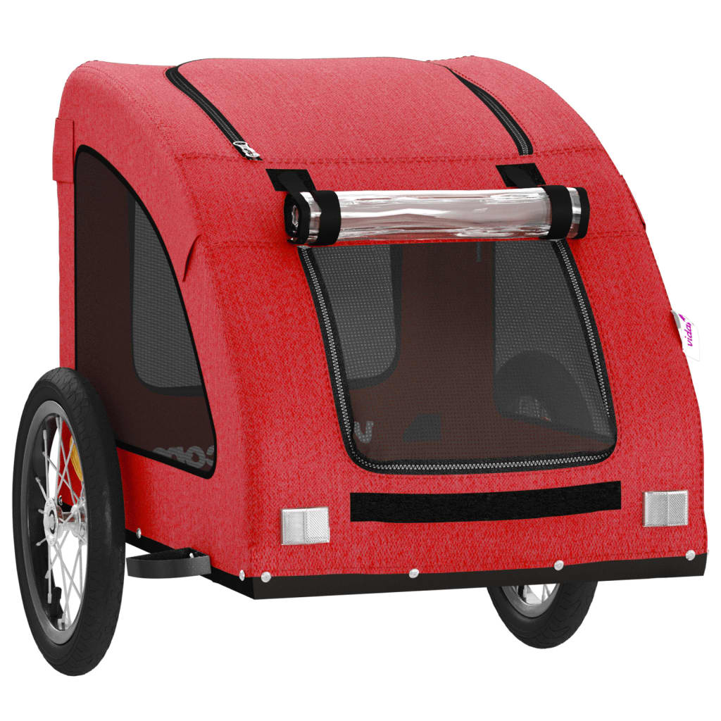 Glamorous Pups : vidaXL Pet Bike Trailer Red Oxford Fabric, Iron, PVC Small Collapsible