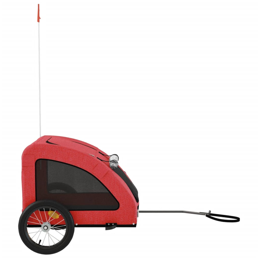 Glamorous Pups : vidaXL Pet Bike Trailer Red Oxford Fabric, Iron, PVC Small Collapsible