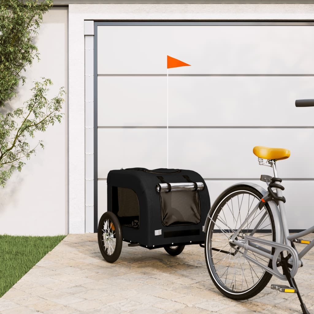 Glamorous Pups : vidaXL Pet Bike Trailer Black Oxford fabric, iron, PVC Medium Durable